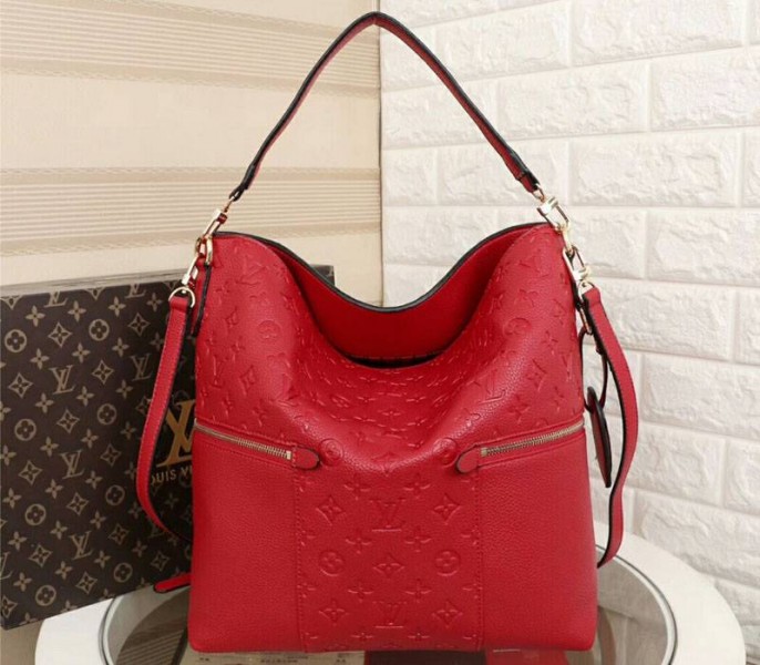 Louis Vuitton Monogram Empreinte Melie Hobo In Red