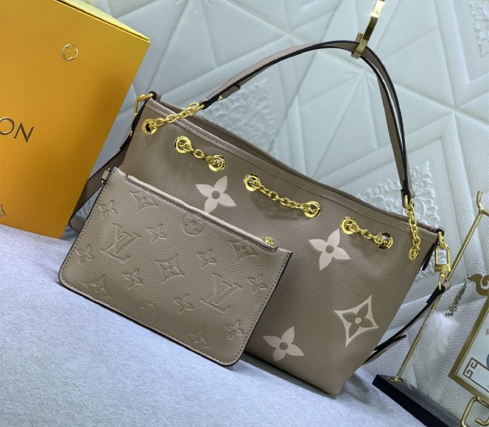 Louis Vuitton Bicolor Monogram Empreinte Bundle Bag In Tourterelle Gray and Cream