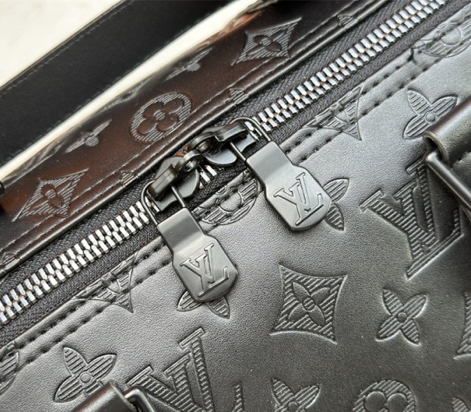 Louis Vuitton Monogram Shadow Leather Keepall Bandouliere 50 In Black