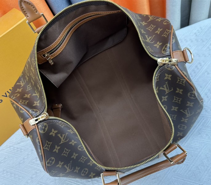 Louis Vuitton Monogram Dust Canvas Keepall Bandouliere 50 In Brown