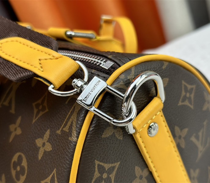 Louis Vuitton Monogram Macassar Canvas Keepall Bandouliere 35 In Safran Yellow