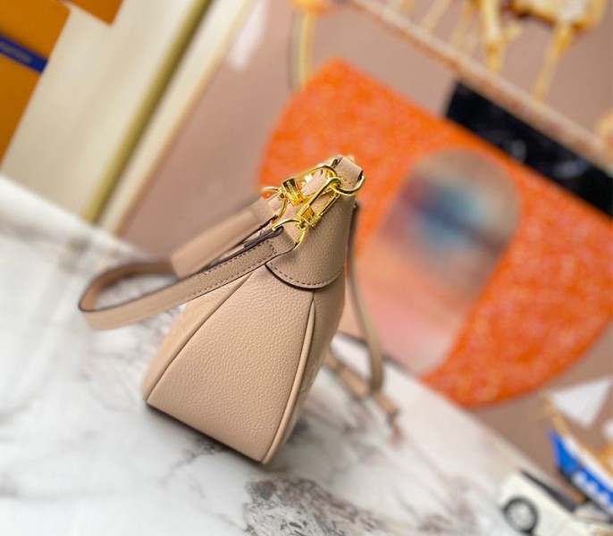 Louis Vuitton Monogram Empreinte Leather Bagatelle Mini Hobo In Beige