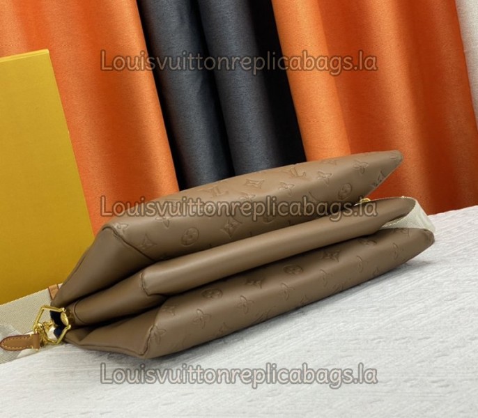 Louis Vuitton Coussin MM Bag In Taupe With Jacquard Strap