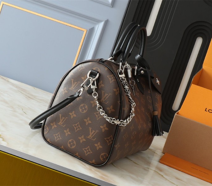 Louis Vuitton Monogram Canvas Soft Speedy 30 Dark Handbag In Black