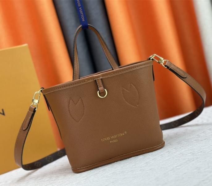 Louis Vuitton Neverfull Bandouliere Inside Out BB Tote In Monogram Canvas And Brown Leather