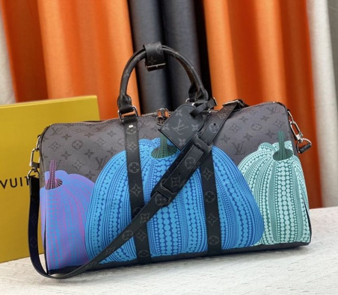 Louis Vuitton X YK Monogram Eclipse Reverse Keepall 45 Luggage In Pumpkin