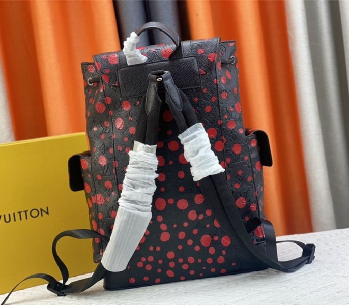 Louis Vuitton X YK Christopher Backpack In Red Infinity Dots