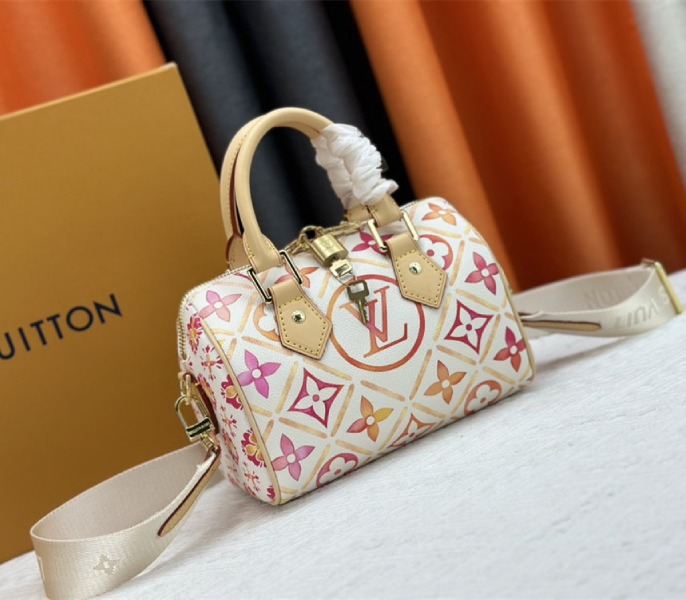 Louis Vuitton LV By The Pool Monogram Tiles Canvas Speedy Bandouliere 20 Bag In Coral