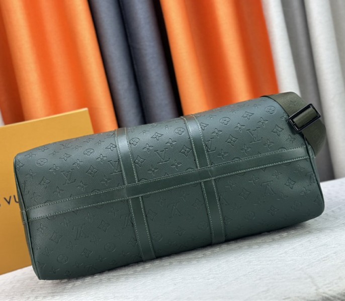 Louis Vuitton Taurillon Leather Keepall Bandouliere 50 In Borneo Green