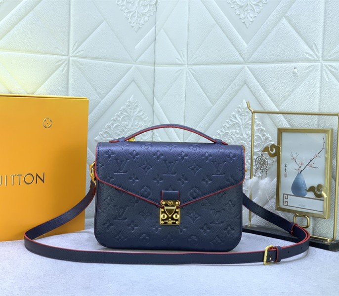 Monogram Empreinte Leather Metis In Navy Blue And Red
