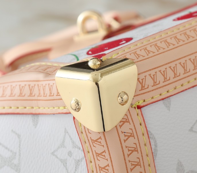 X TM Monogram Cherry Canvas Onthego MM In White Style 2