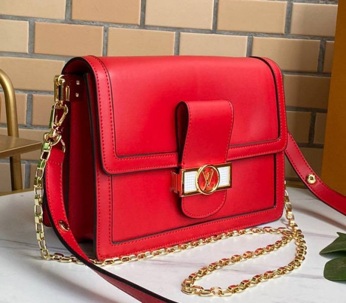 Louis Vuitton Dauphine Lugano MM Bag In Bloody Mary Red