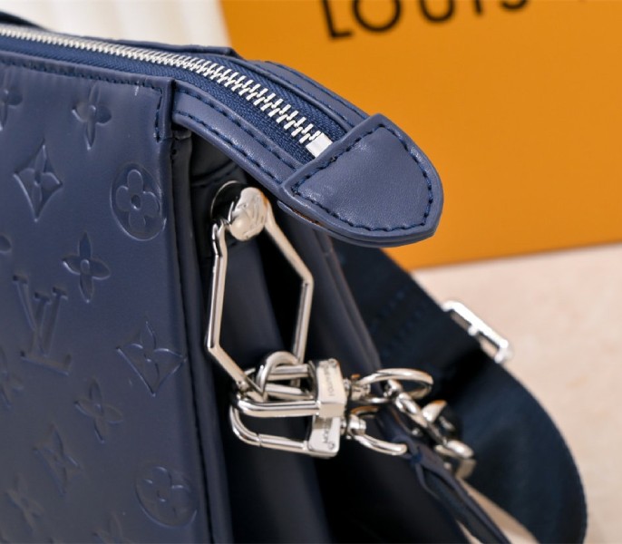Louis Vuitton Coussin PM Bag In Navy Blue With Jacquard Strap