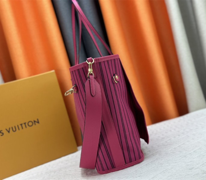 Louis Vuitton Neverfull Bandouliere Inside Out MM Tote In Monogram Canvas And Rose Pondichery Textile