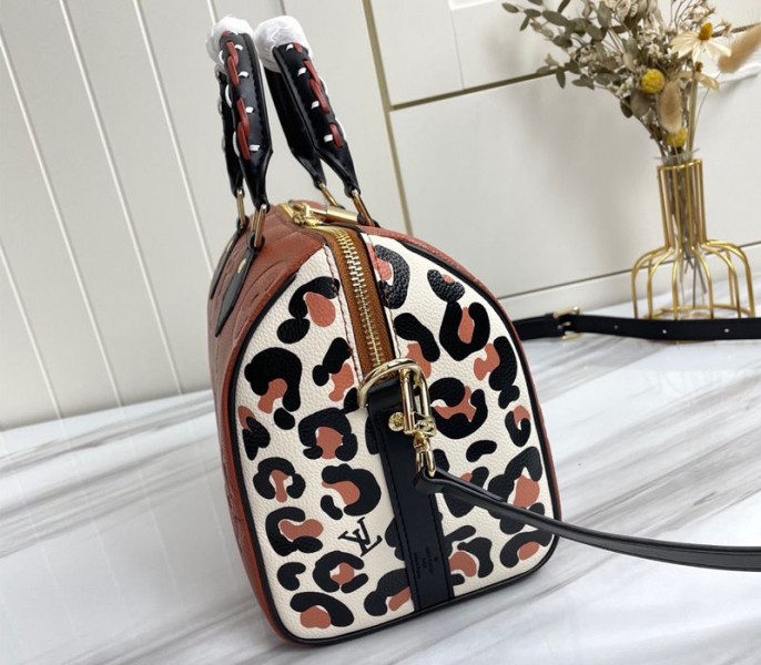 Louis Vuitton Monogram Empreinte Wild At Heart Speedy 25 Bandouliere Handbag In Caramel Brown