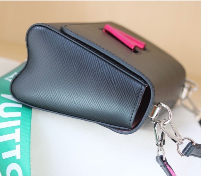 Louis Vuitton Epi Leather Twist MM Handbag In Black With Gradient Strap