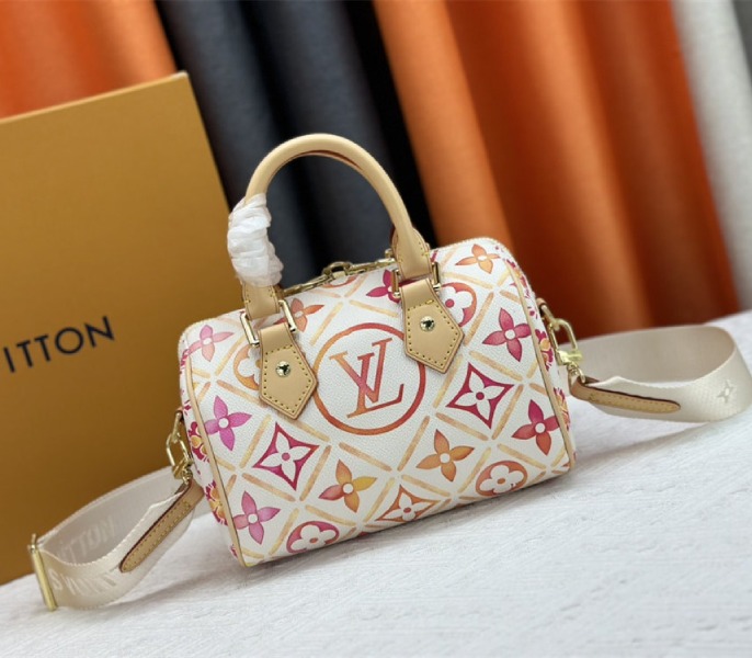 Louis Vuitton LV By The Pool Monogram Tiles Canvas Speedy Bandouliere 20 Bag In Coral