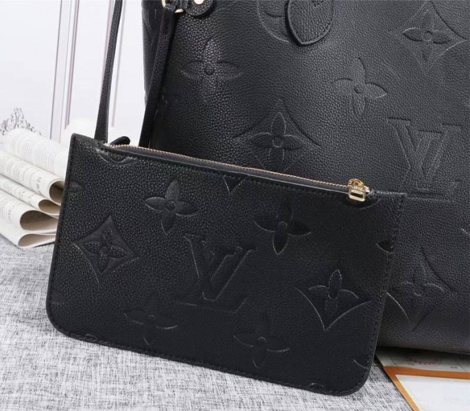 Louis Vuitton Monogram Empreinte Neverfull MM Tote In Black