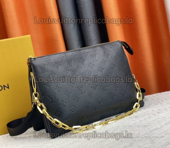 Louis Vuitton Coussin MM Bag In Black With Jacquard Strap