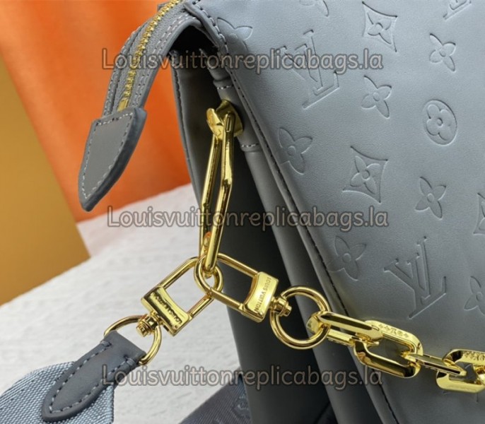 Louis Vuitton Coussin MM Bag In Gray With Jacquard Strap