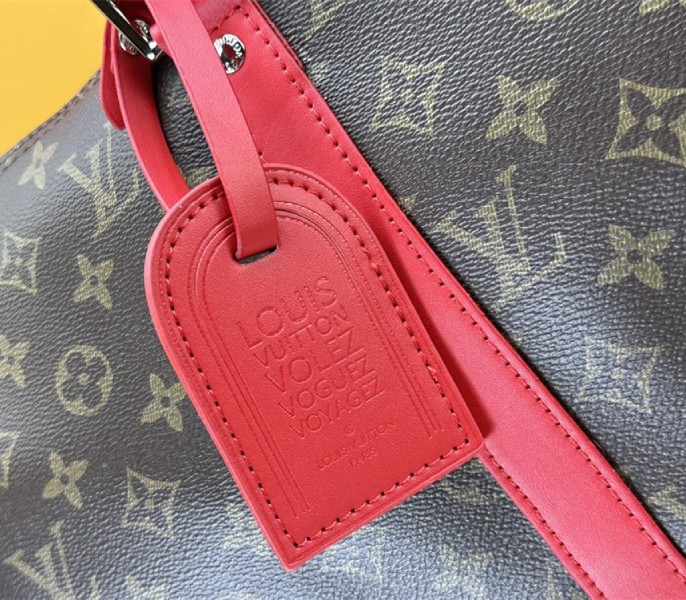 Louis Vuitton Monogram Macassar Canvas Keepall Bandouliere 50 In Sari Red