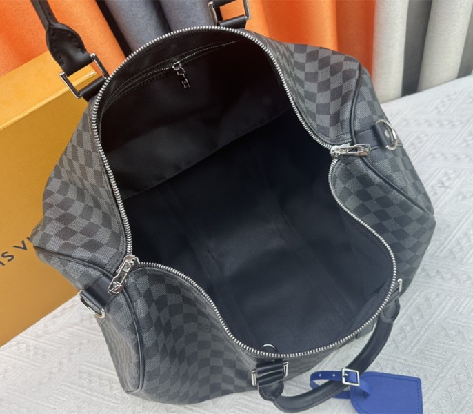 Louis Vuitton Damier Graphite Canvas Keepall Bandouliere 50 In Indigo Blue