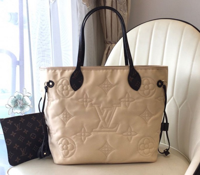 Louis Vuitton Econyl Regenerated Nylon Neverfull MM Tote In Cream