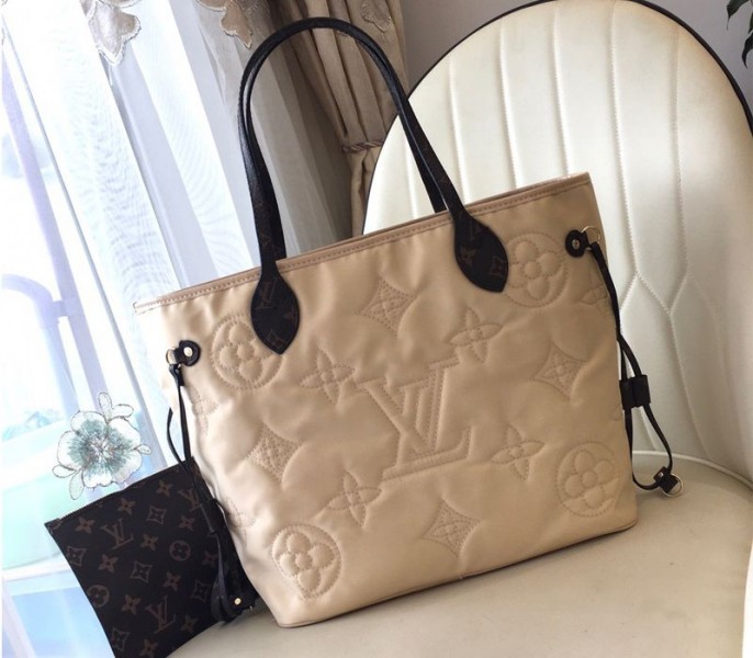 Louis Vuitton Econyl Regenerated Nylon Neverfull MM Tote In Cream