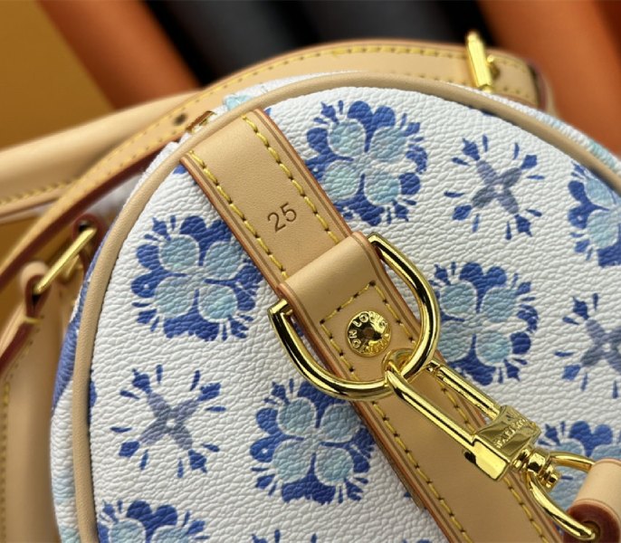 Louis Vuitton LV By The Pool Monogram Tiles Canvas Speedy Bandouliere 25 Bag In Lagoon Blue