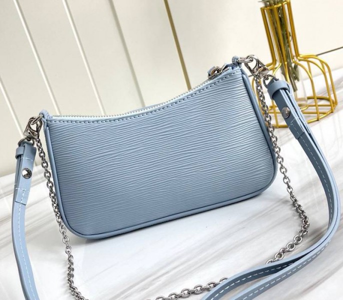 Louis Vuitton Epi Leather Easy Pouch On Strap In Bleu Celeste Blue