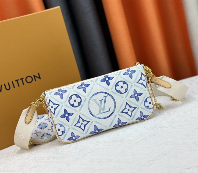 Louis Vuitton LV By The Pool Monogram Tiles Canvas Multi Pochette Accessoires In Lagoon Blue