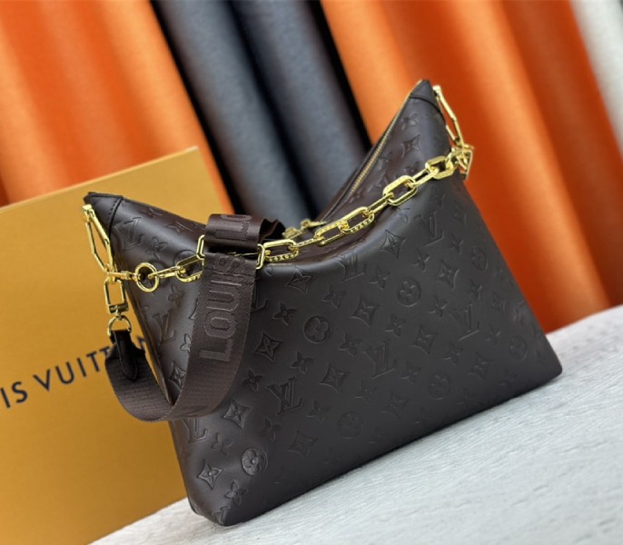 Louis Vuitton Monogram Empreinte Coussin MM Hobo In Chocolate