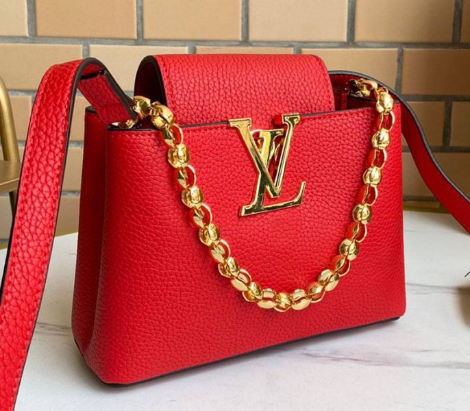 Louis Vuitton Capucines Mini Chain Bag In Red