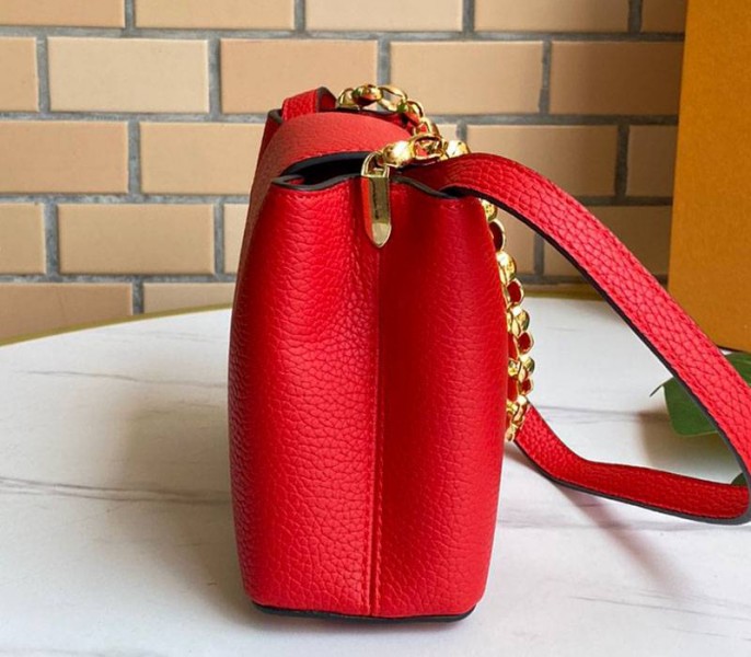 Louis Vuitton Capucines Mini Chain Bag In Red