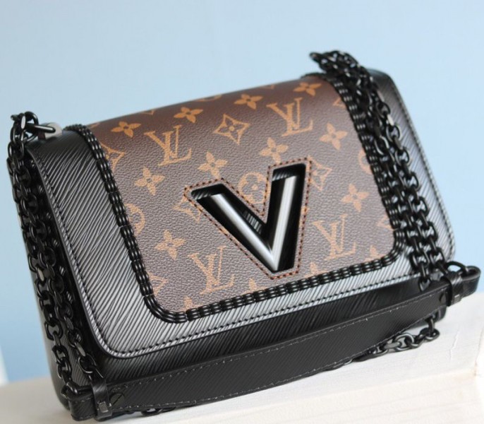 Louis Vuitton Epi Leather Twist MM Canvas Trompe loeil Braid Bag In All Black