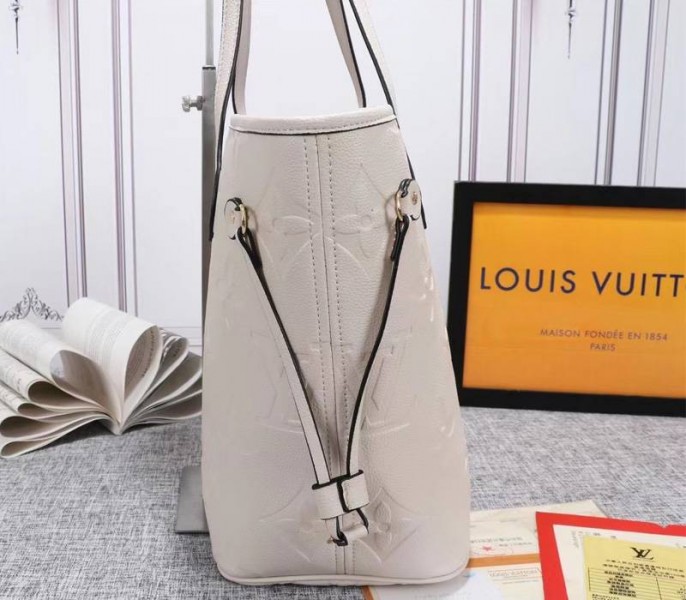 Louis Vuitton Monogram Empreinte Neverfull MM Tote In Cream