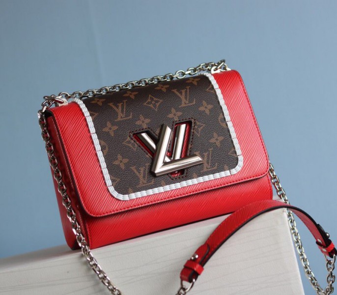 Louis Vuitton Epi Leather Twist MM Canvas Trompe loeil Braid Bag In Red