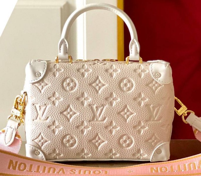 Louis Vuitton Monogram Empreinte Petite Malle Souple Handbag In Cream