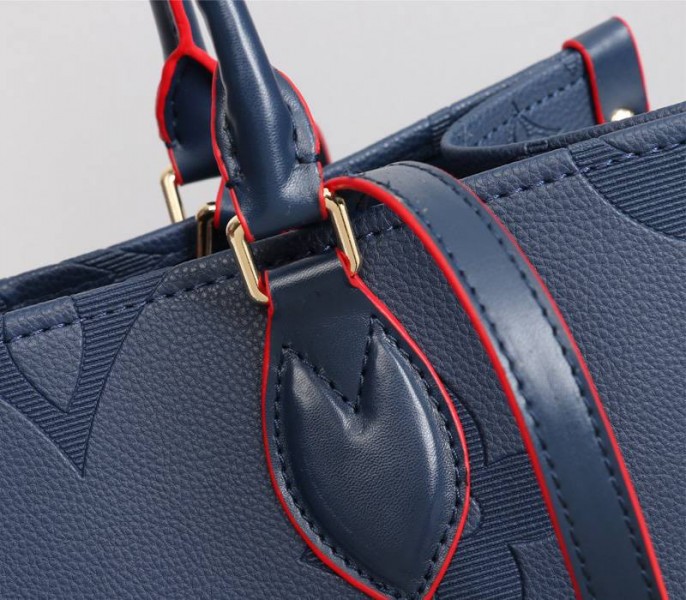 Louis Vuitton Monogram Empreinte Giant Onthego MM Tote In Navy Blue