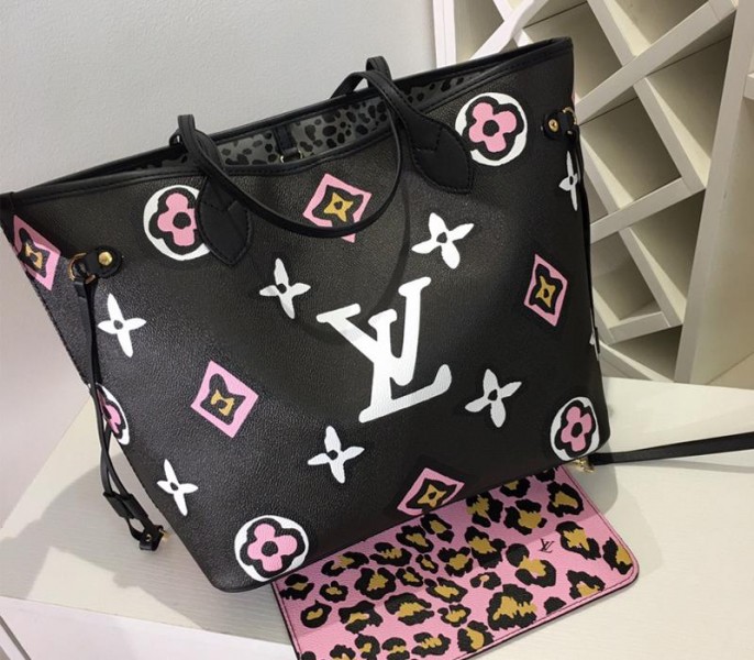Louis Vuitton Wild At Heart Neverfull MM Bag In Black