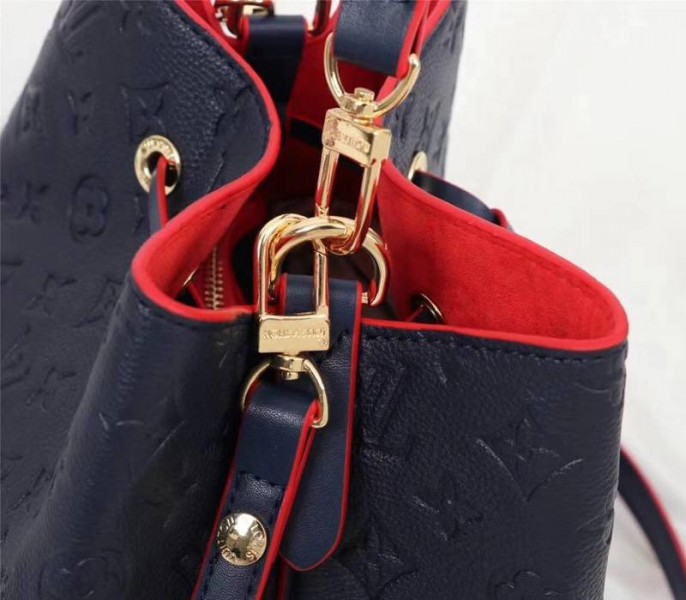 Louis Vuitton Monogram Empreinte NeoNoe MM Bag In Marine Rouge