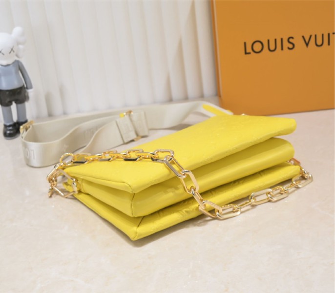 Louis Vuitton Coussin PM Bag In Yellow With Jacquard Strap