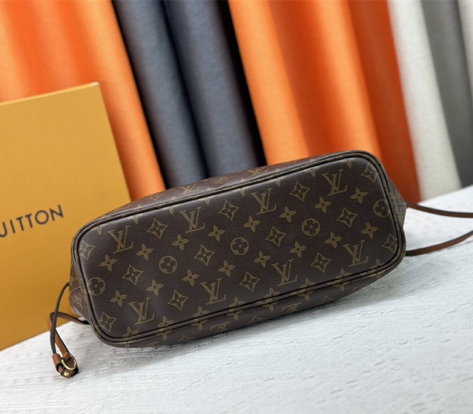 Louis Vuitton Neverfull Bandouliere Inside Out MM Tote In Monogram Canvas And Brown Leather