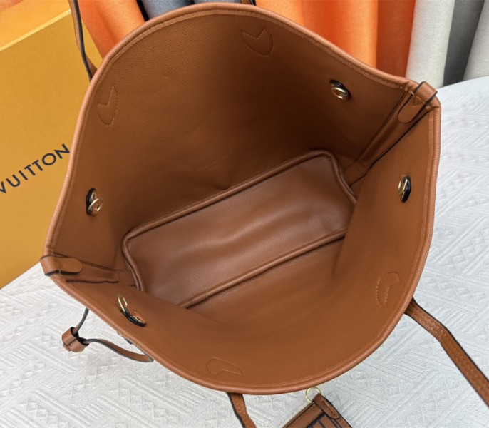 Louis Vuitton Neverfull Bandouliere Inside Out MM Tote In Monogram Canvas And Brown Leather