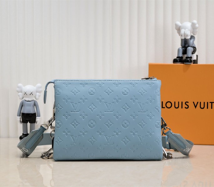 Louis Vuitton Coussin PM Bag In Turquoise Blue With Jacquard Strap