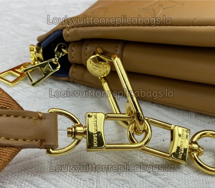 Louis Vuitton Coussin PM Bag In Camel With Jacquard Strap