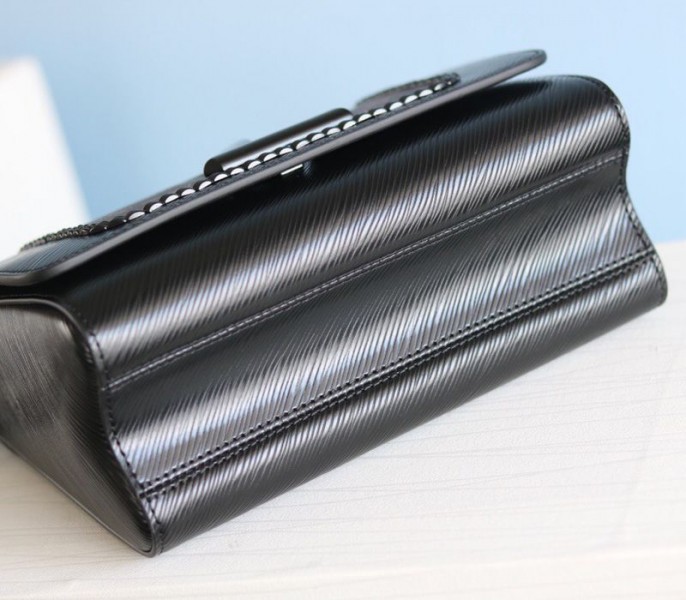 Louis Vuitton Epi Leather Twist MM Canvas Trompe loeil Braid Bag In All Black