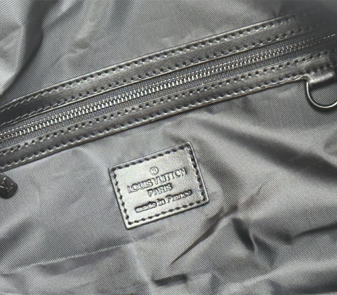 Louis Vuitton Taiga Leather Keepall Bandouliere 45 In Black And Monogram Macassar Canvas