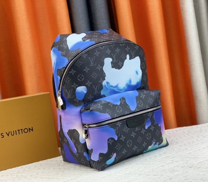 Louis Vuitton Monogram Eclipse Discovery Backpack In Blue Sunrise