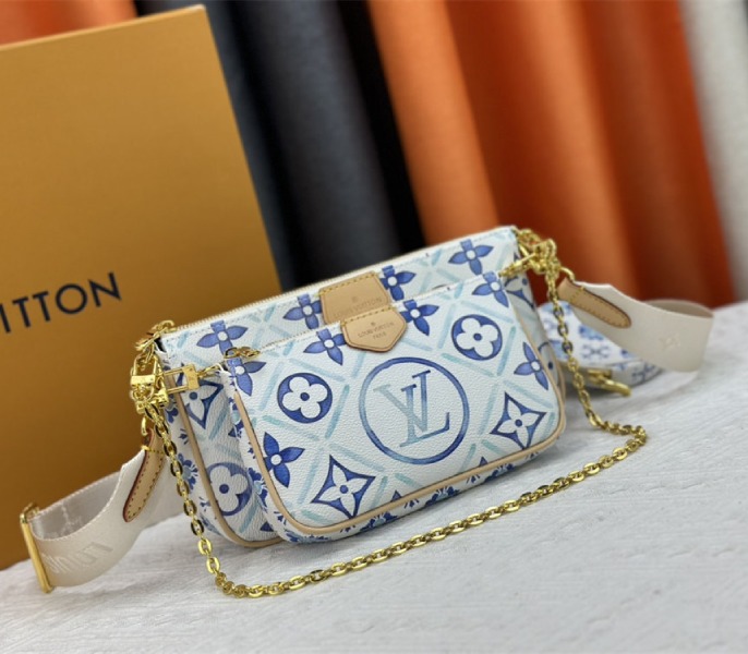 Louis Vuitton LV By The Pool Monogram Tiles Canvas Multi Pochette Accessoires In Lagoon Blue